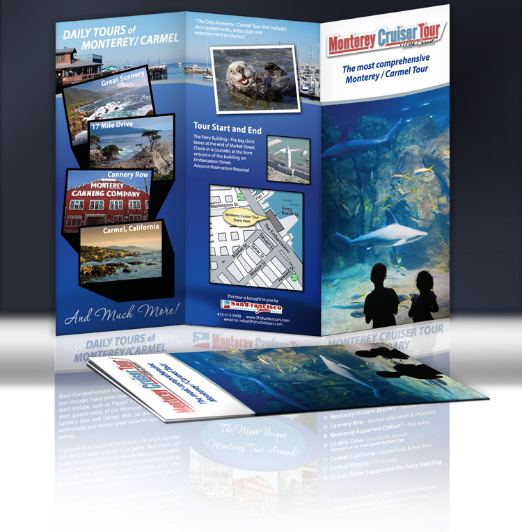 Brochures for Monterey Tours, San Francisco Tours, New York Tours