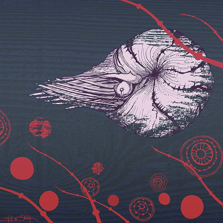 Deepsea Cephalopod, EATS ART poster illustration by Timothy Smith, tbSMITH