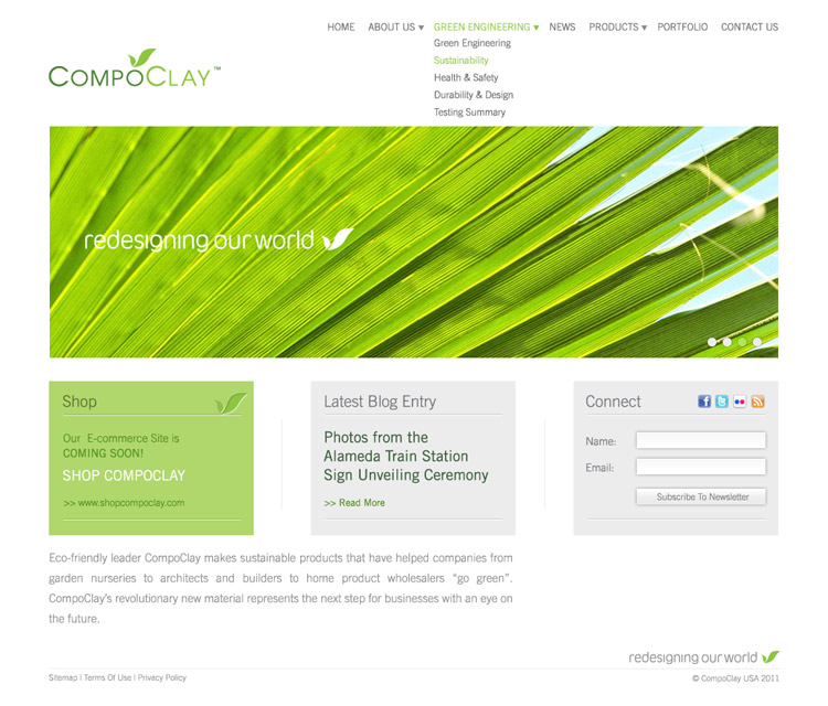 Compoclay website wireframe designed and built in collaboration with Exobi