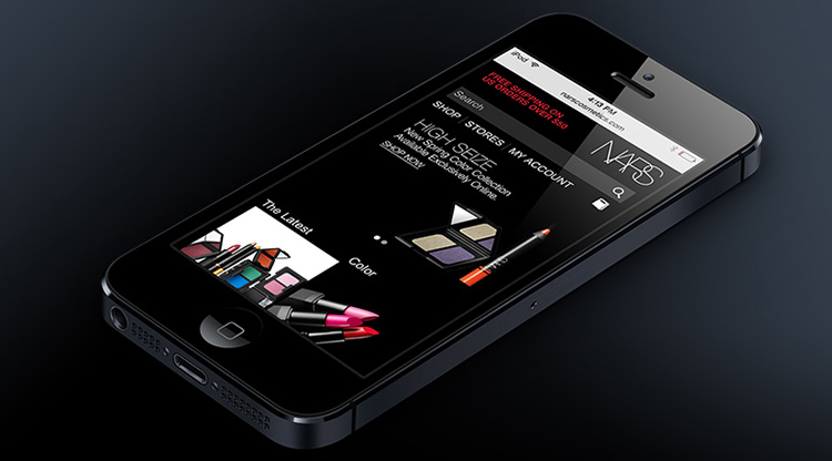 UX and UI responsive wireframe and mockup design for NARS Cosmetics.